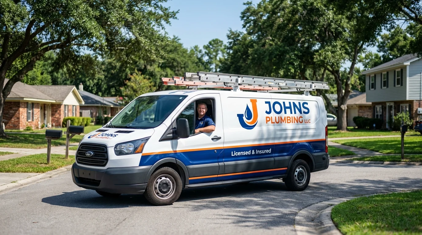 Johns Plumbing LLC service van in Watkins Glen, NY