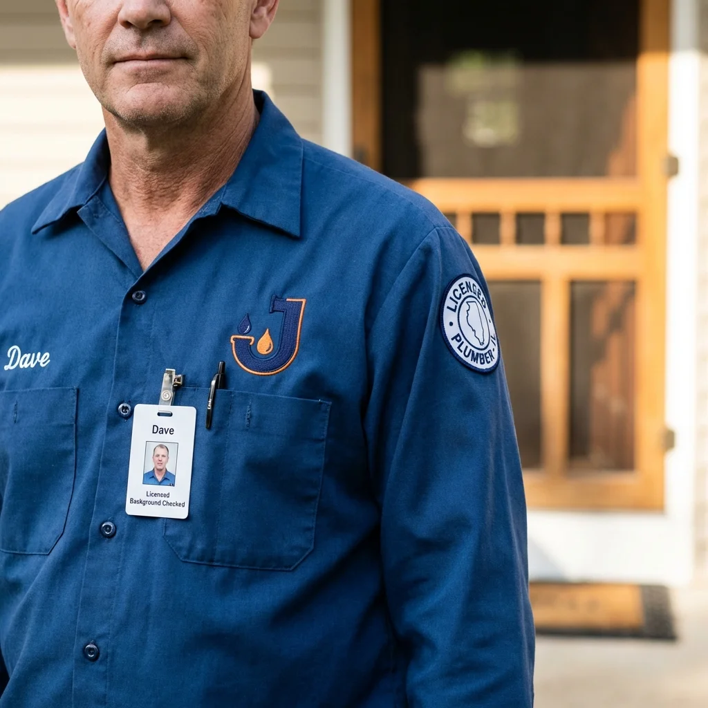 Licensed plumber showing ID badge in Watkins Glen, NY