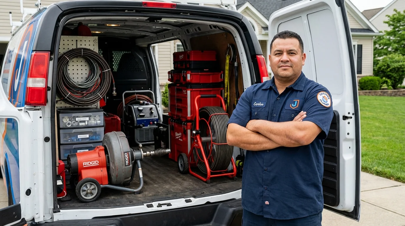 Professional drain cleaning equipment and Johns Plumbing LLC plumber in Watkins Glen