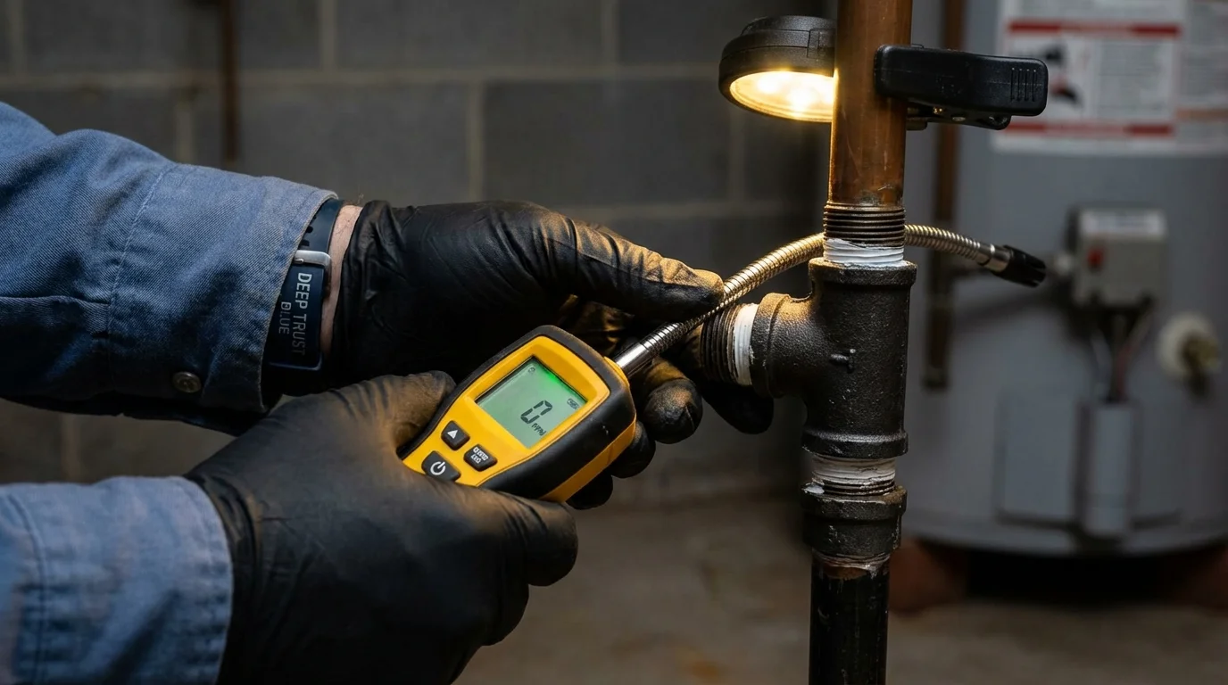 Gas leak detection with electronic sniffer by Johns Plumbing LLC in Watkins Glen