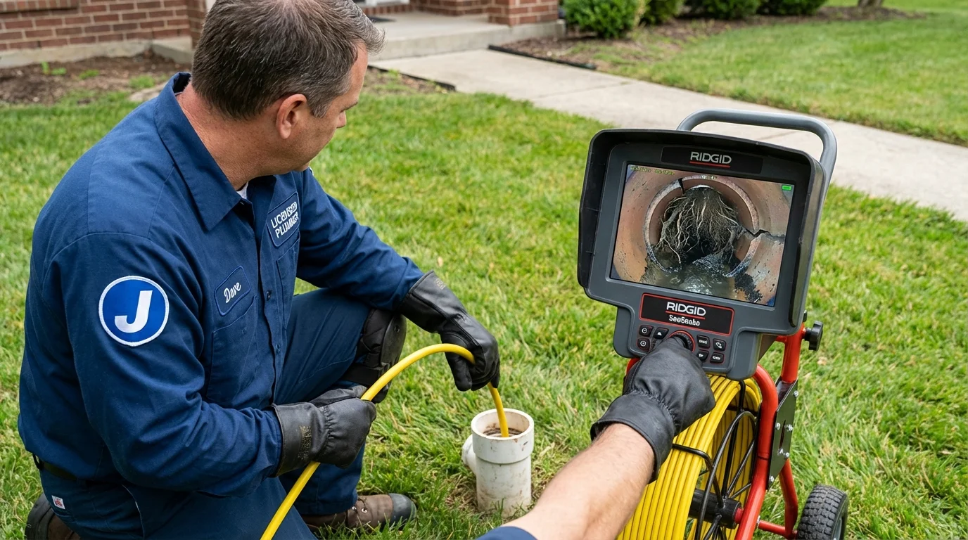 Sewer camera inspection being performed by Johns Plumbing LLC in Watkins Glen