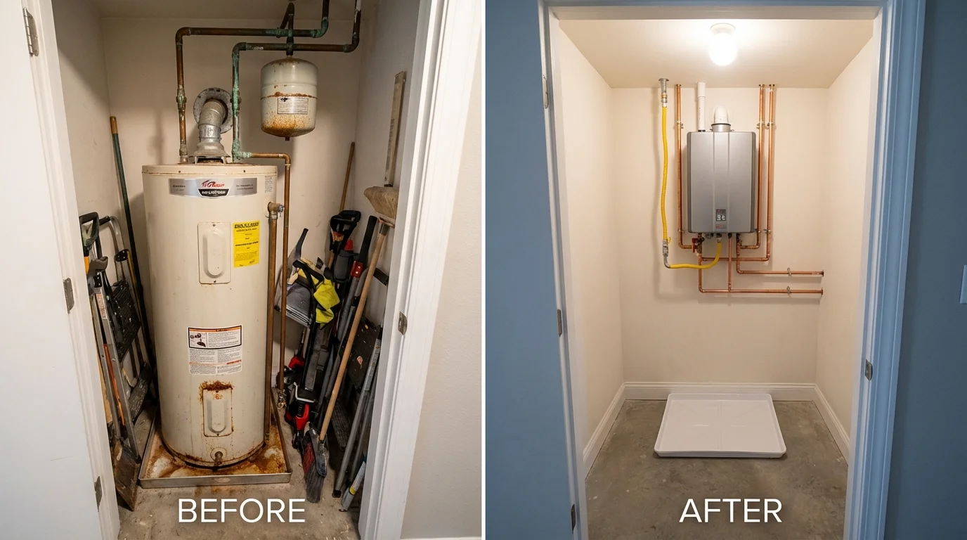 Tank water heater versus wall-mounted tankless unit comparison for Watkins Glen, NY homeowners